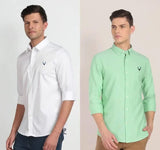 Cotton(WG) Solid Full Sleeves Slim Fit Casual Shirt pack of 2