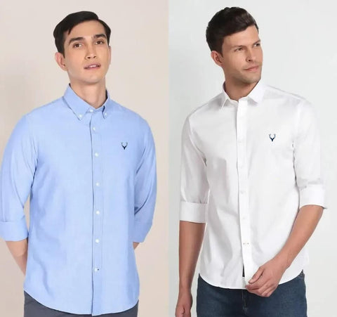 Cotton(WB) Solid Full Sleeves Slim Fit Casual Shirt Pack of 2