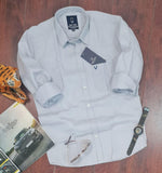 Grey Cotton Solid Full Sleeves Men's Casual Shirt